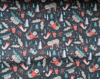 Winter Sloths on Dark Gray Scrub Cap for Women + Men