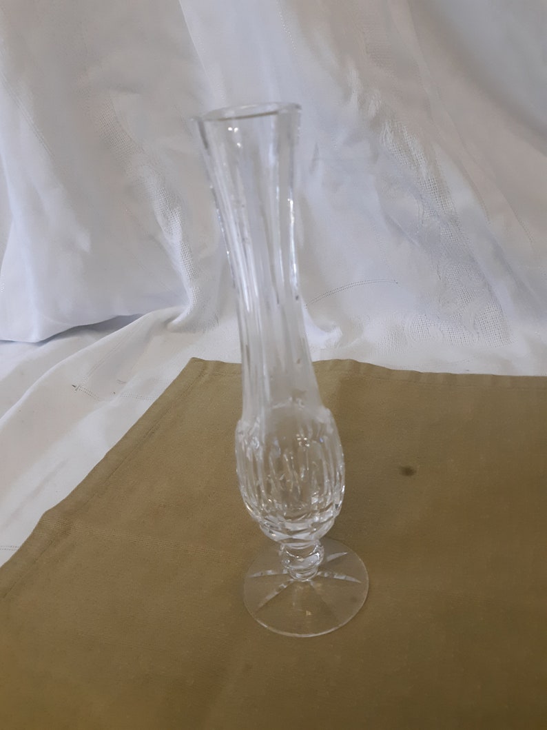 Vintage Cut Crystal Bud Vase Footed Etsy