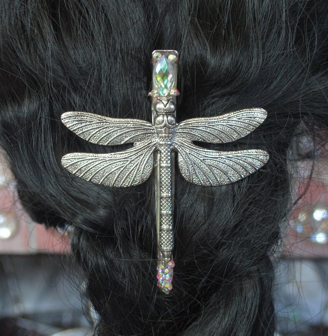 Dragonfly Hair Clip Embellished Hair Barrette Handmade Etsy