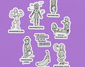 Nicknames for Hannah, Sticker Bundle, 8-pack