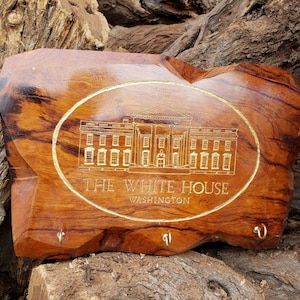 Wall keys holder white house handmade in desert ironwood custom engraving