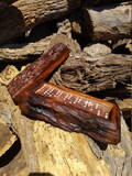 Dominoes Set In Desert Iron Wood Rustic 28 Holds - Custom Engraving  - Double Six