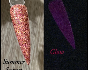 Summer Sunset Dip Powder, dip powder for nail, nail dip powders, nail dips, dip nails, dip powders, dip nail powder, acrylic, nails, glitter