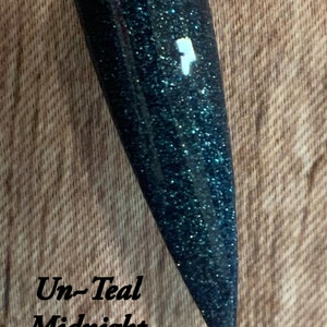 Un~Teal Midnight Dip Powder, gift for her, nail dip powder, nail dip, dip nail, dip powders, dip nail powder, acrylic, nails, shimmer,