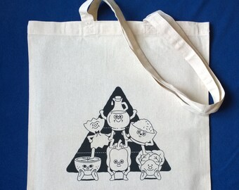 Food Pyramid Tote Bag, Cute Fruits and Vegetables Shopping Bag