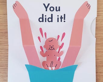 You did it! - funny new baby greeting card