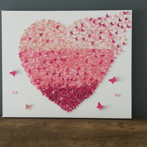 3D Butterfly Heart Framed Wall Art Anniversary Valentine Etsy UK