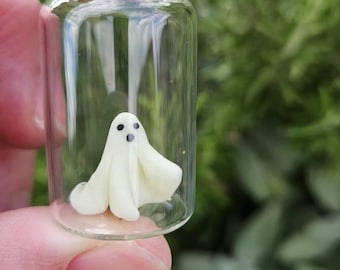 Adopt a ghost in a jar, spirit companion, glow in the dark pet ghost
