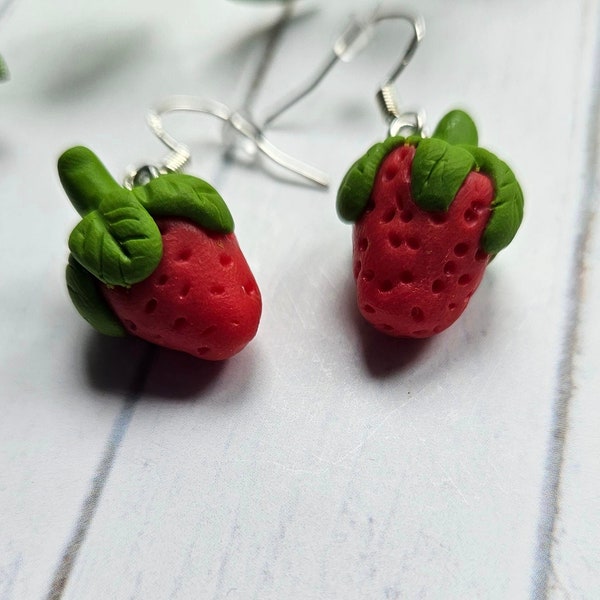 Strawberry earring, garden girl, Cottagecore, funky earrings for teachers, festival fashion, berry dangle, summer gift idea,