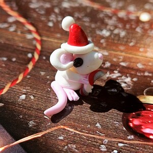 Miniature mouse, Christmas cake decoration, mouse figurine, cake topper