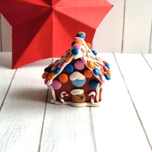 Miniature gingerbread house, Christmas village house, sweet-themed ornament, Christmas decoration
