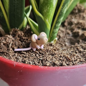 miniature polymer clay mouse,brown mice, Tiny collectable mice ornament. Cake topper keepsake