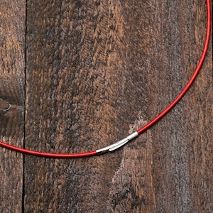 Necklace for Pendant Charm, Thin Leather Cord Necklace for Pendant, Leather String Necklace with Polished Clasp Locking Closure Custom Red