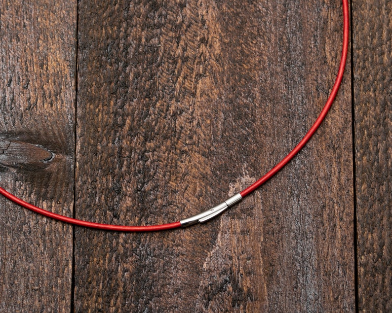 Necklace for Pendant Charm, Thin Leather Cord Necklace for Pendant, Leather String Necklace with Polished Clasp Locking Closure Custom Red