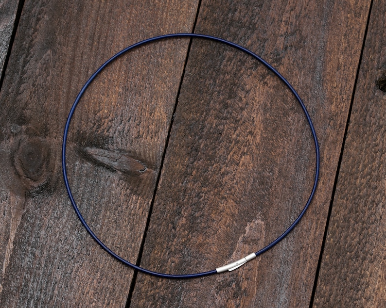 Collier pour pendentif breloque, collier cordon en cuir fin pour pendentif, collier chaîne en cuir avec fermoir en métal, longueur personnalisée Bleu