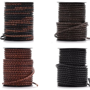 Braided Leather Cord for Jewelry Bracelet Making Bolo Woven String 5MM Thickness 11 Colors