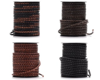 Braided Leather Cord for Jewelry Bracelet Making Bolo Woven String 5MM Thickness 11 Colors