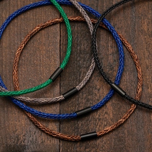 Leren ketting gevlochten choker met magnetische zwarte sluiting, lengte 13 tot 20 inch