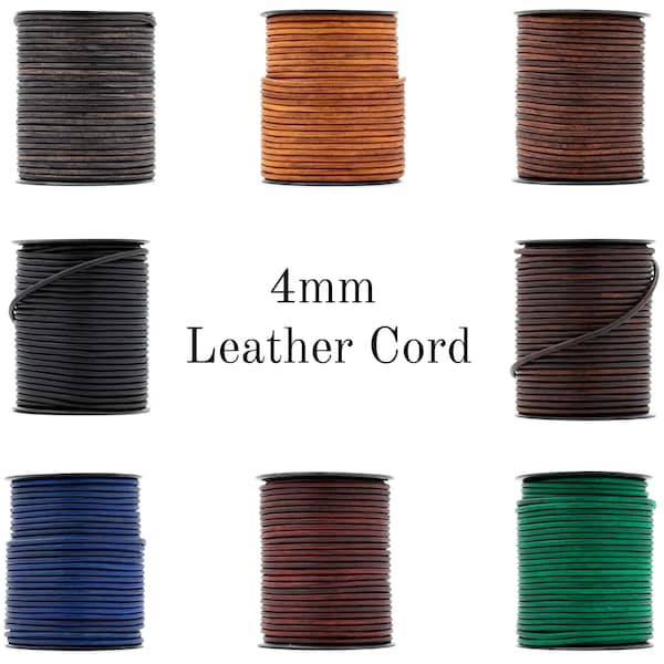 Cordon en cuir de 4mm pour la fabrication de bracelets et de bijoux, ficelle Bolo, 8 couleurs, vendu au mètre