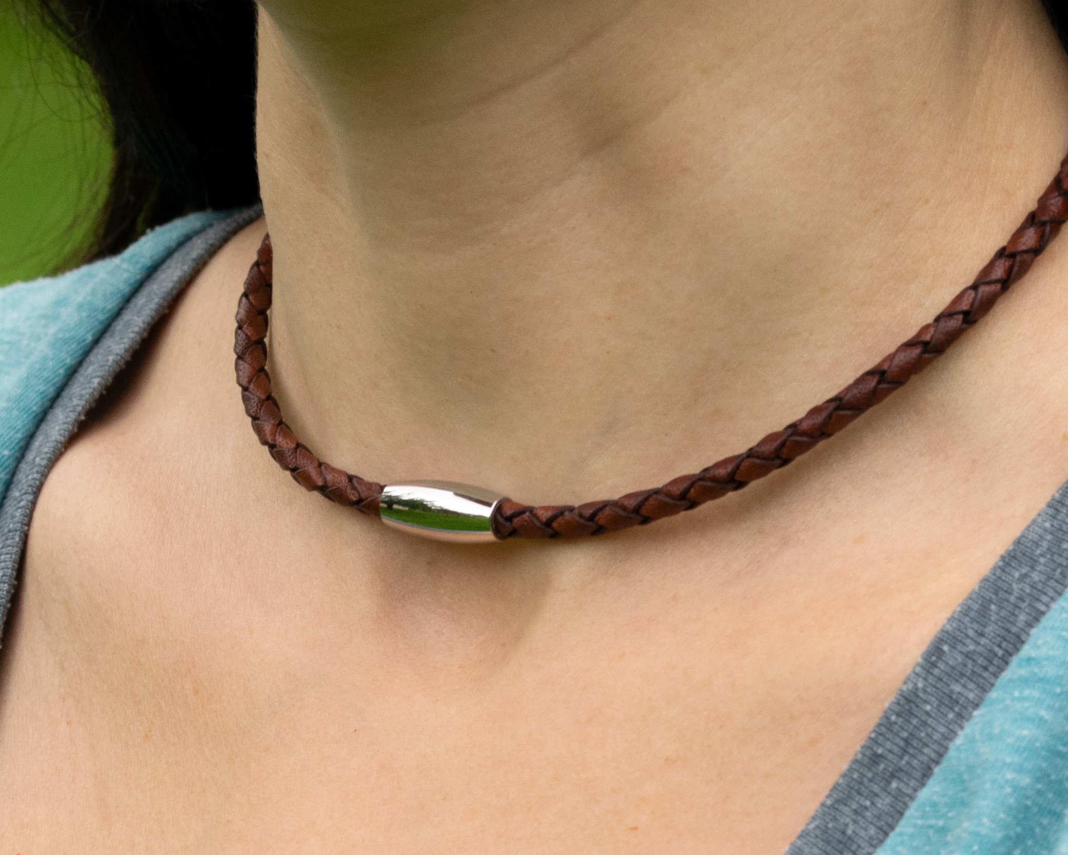 Collana Argento Con Agata Marrone Strata (8mm) | 8mm, Slver Necklace - Foto 8