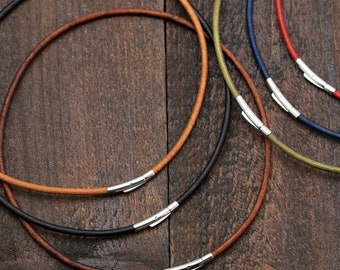 Collier pour pendentif à breloque, cordon cordon pour pendentif, collier en cuir antique avec fermoir à fermoir en métal, longueur personnalisée