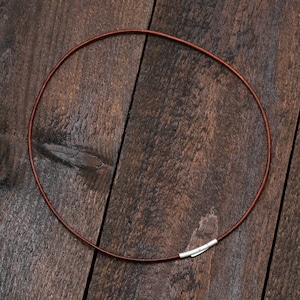 Collier pour pendentif breloque, collier cordon en cuir fin pour pendentif, collier chaîne en cuir avec fermoir en métal, longueur personnalisée image 4
