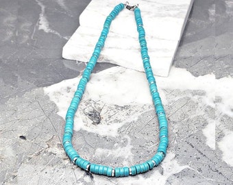Men's silver \u0026 Turquoise Necklace Men's 