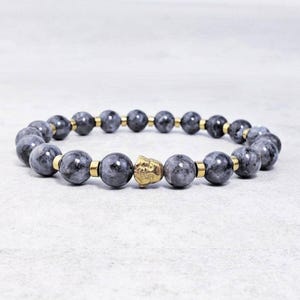 Men&#39;s &quot;GOLDEN STONE BUDDHA&quot; Bracelet| Men&#39;s Gold Hematite Buddha Bracelet| Men&#39;s Labradorite Gold Hematite Gemstone Bracelet| Men&#39;s Bracelet