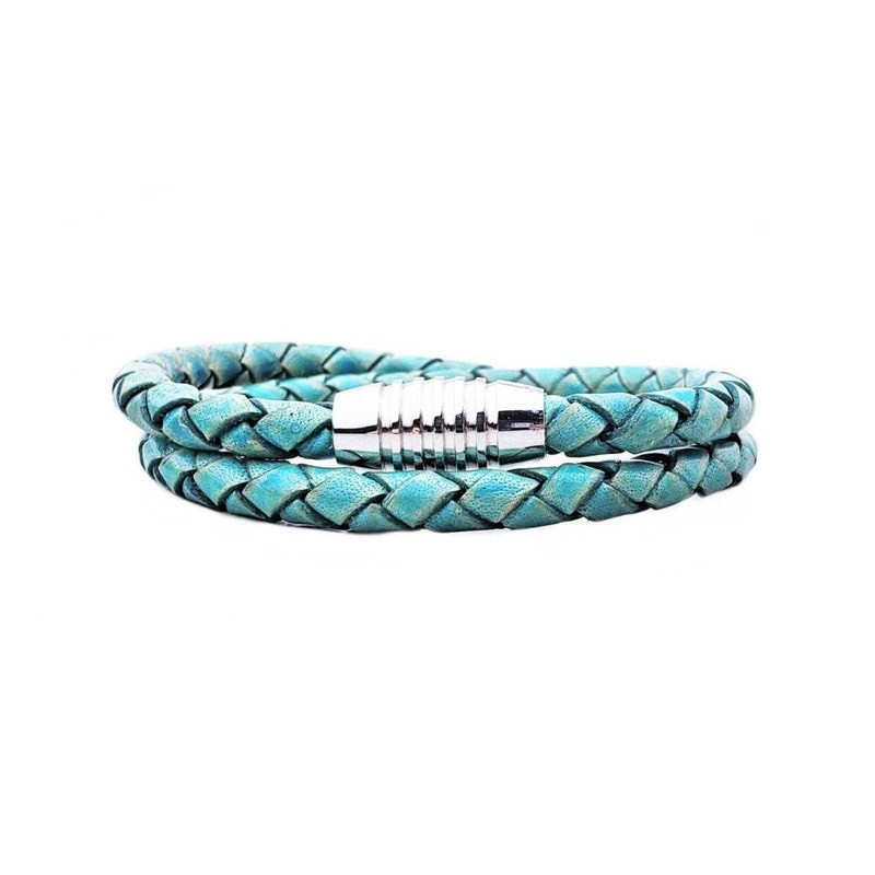 Braided Leather Bracelet - Turquoise