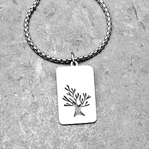 Men&#39;s &quot;TREE of LIFE TAG&quot; Necklace| Men&#39;s Silver Stainless Steel Tree of Life Dog Tag Pendant Necklace| Men&#39;s Silver Stainless Steel Necklace