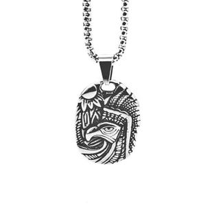 Men&#39;s TRIBAL EAGLE AMULET Necklace | Men&#39;s Silver Stainless Steel Tribal Eagle Chief Amulet Pendant Box Chain Necklace