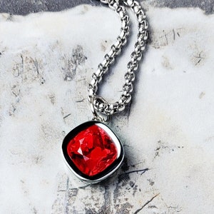 Silver Ruby Necklace - Etsy