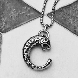 Men&#39;s SILVER TIGER Pendant Necklace | Men&#39;s Silver Black Stainless Steel Tiger Pendant Box Chain Necklace