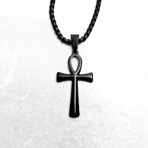 Men&#39;s &quot;ANKH PENDANT GIFT&quot; Necklace| Men&#39;s Black Silver Rose Gold Multicolor Stainless Steel Ankh Pendant Necklace Gift for Men