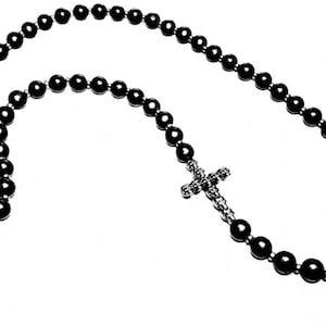 Men&#39;s &quot;SKULL CROSS&quot; Necklace| Men&#39;s Dark Silver Skull Cross Necklace| Men&#39;s Black Onyx Silver Stainless Steel Skull Cross Necklace