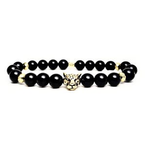 Men&#39;s &quot;TIGER GOLD&quot; Bracelet| Men&#39;s Gold Leopard Tiger Bracelet| Men&#39;s Black Onyx Gold Hematite Gemstone Bracelet| Men&#39;s Tiger Bracelet