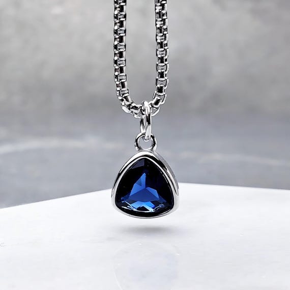 メンズ シルバー ミニサファイアネックレス | メンズ ラボグロウン