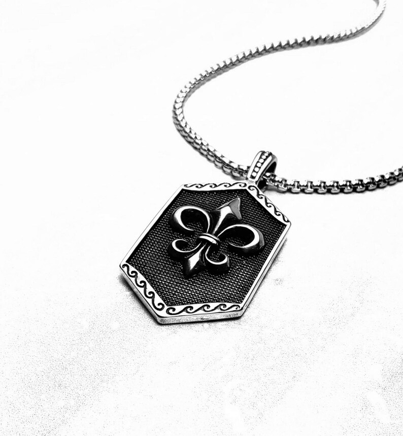 Men's fleur DE Lis Necklace Men's Silver Etsy