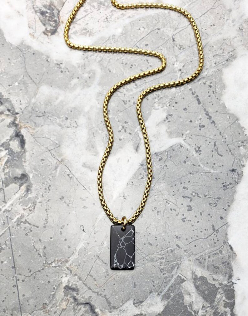 Men's black JASPER Tag Necklace Men's Etsy