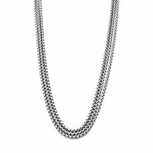 Men&#39;s &quot;SILVER STEEL LAYERED&quot; Necklace| Men&#39;s Silver Stainless Steel Box Chain Necklace| Men&#39;s Silver Chain Necklace| Men&#39;s Necklaces