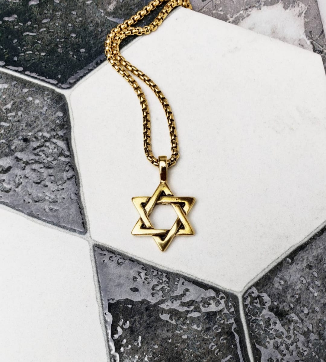 Men's rustic STAR of David Necklace Men's Gold Stainless Steel Star of ...