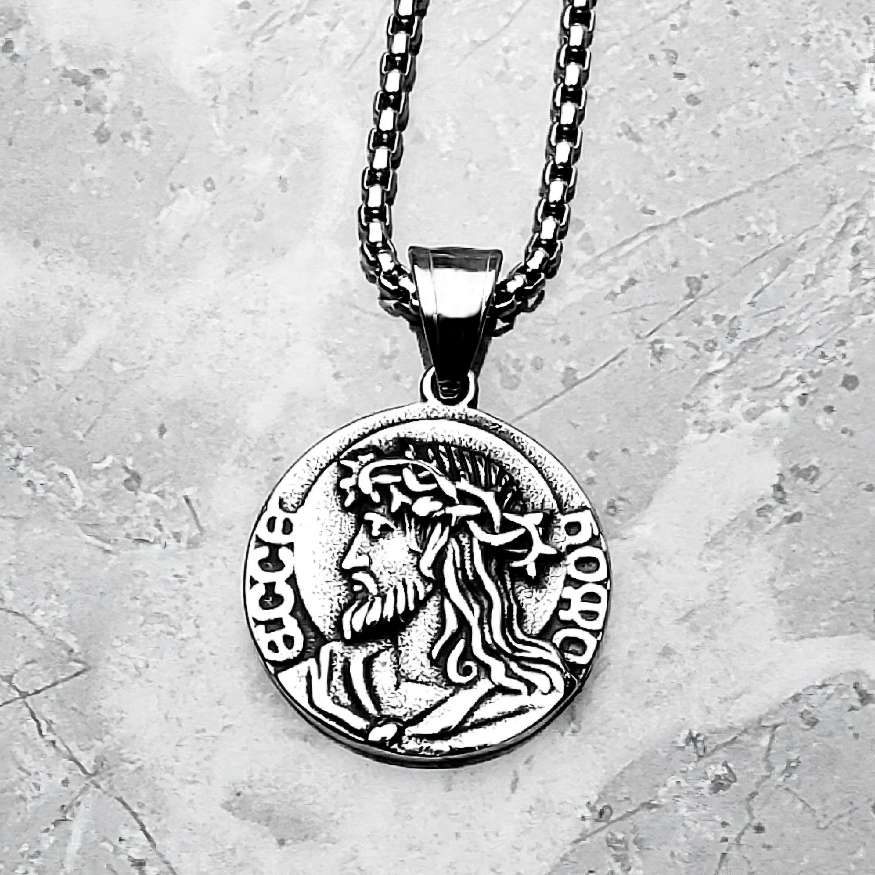 Collier Pendentif Visage De Jésus En Acier Inoxydable - Style Chrétien/catholique, Longueur 61 Cm - Homme/femme