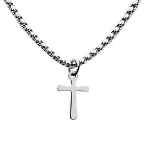 Men&#39;s &quot;MINIMALIST CROSS&quot; Necklace| Men&#39;s Silver Stainless Steel Cross Pendant Necklace| Men&#39;s Silver Stainless Steel Box Chain Necklace
