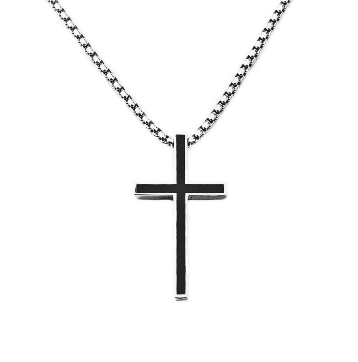 Men's BLACK CROSS Necklace Men's Silver & Etsy