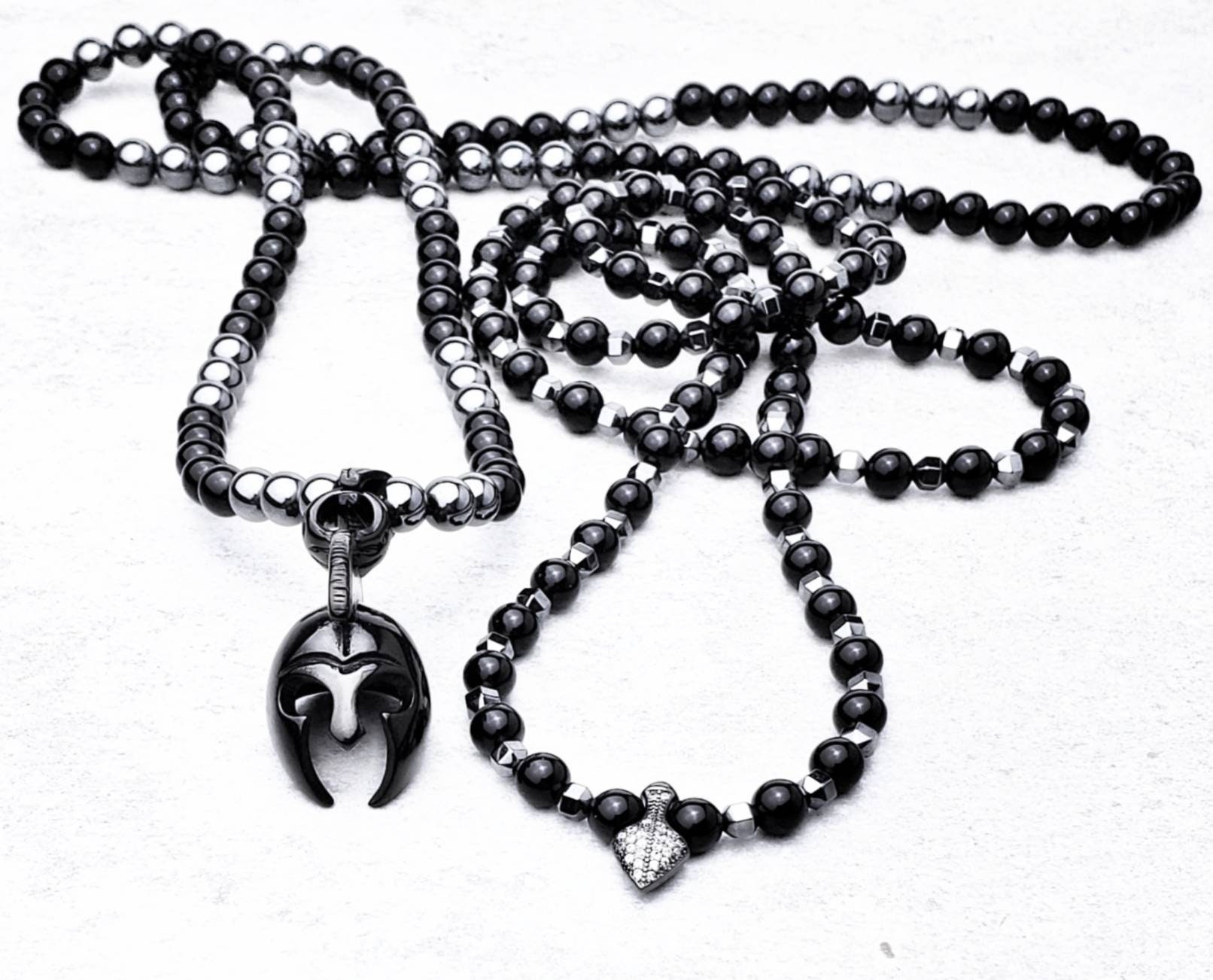 Men's stone & Shield Necklace Men's Pave Etsy