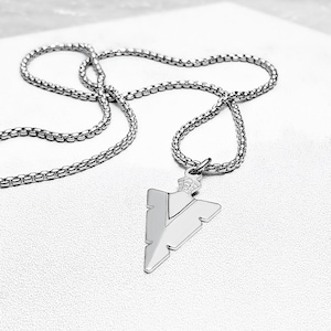 Men&#39;s &quot;TRIBAL ARROWHEAD&quot; Necklace| Men&#39;s Silver Stainless Steel Tribal Arrowhead Pendant Necklace| Men&#39;s Silver Box Chain Necklace