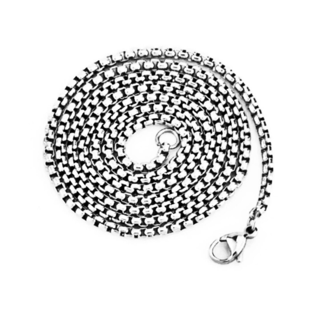 Men's silver STEEL Layered Necklace Men's Silver Stainless Steel Box