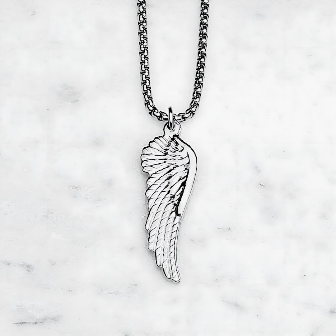 Collana Con Ciondolo Ala D'Angelo In Argento 925 Con Pietre CZ - Placcata Rodio, Catena 45,7 Cm - 4
