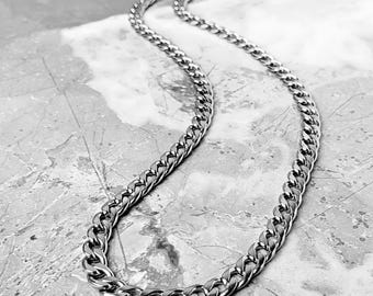 Men's SILVER CUBAN LINK Necklace | Men's Silver Stainless Steel Cuban Link Chain Necklace