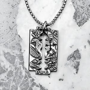 Men&#39;s RUSTIC EAGLE TAG Necklace | Men&#39;s Rustic Silver Stainless Steel Tribal Eagle Dog Tag Pendant Box Chain Necklace